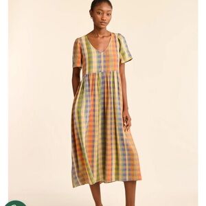 Pendleton Woman's Flora Linen-Blend Farmhouse Peasant Midi Dress  Sz Med